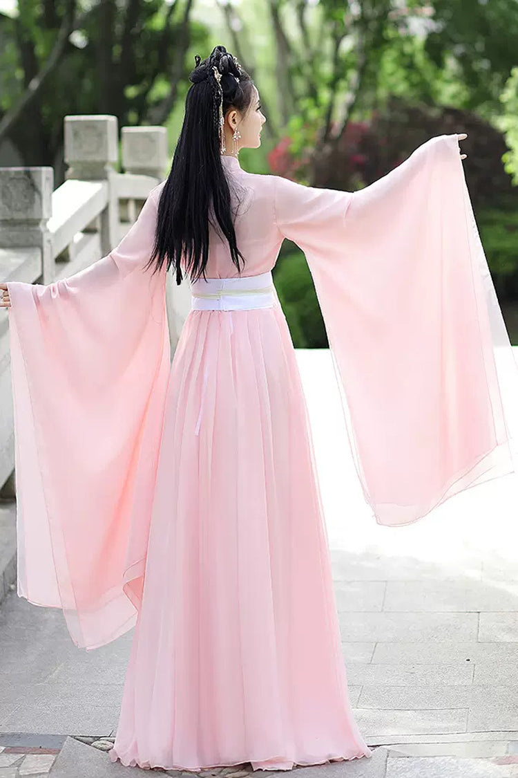 Blush Embroidered Lace Hanfu Ensemble for Women