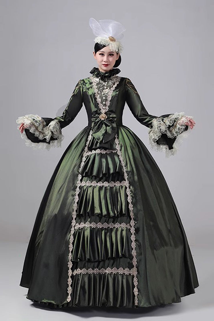 British Embroidered Medieval Victorian Gown - Vintage Court Style