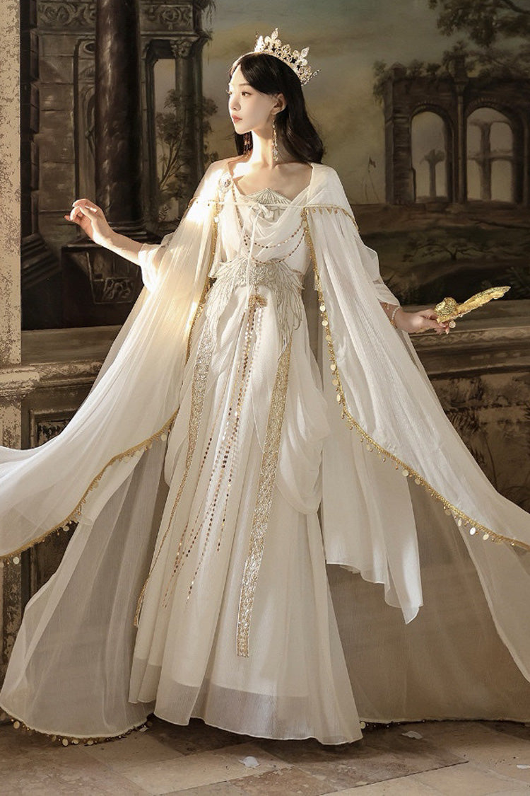 White Sleeveless Ruffled Gothic JSK Dress Set