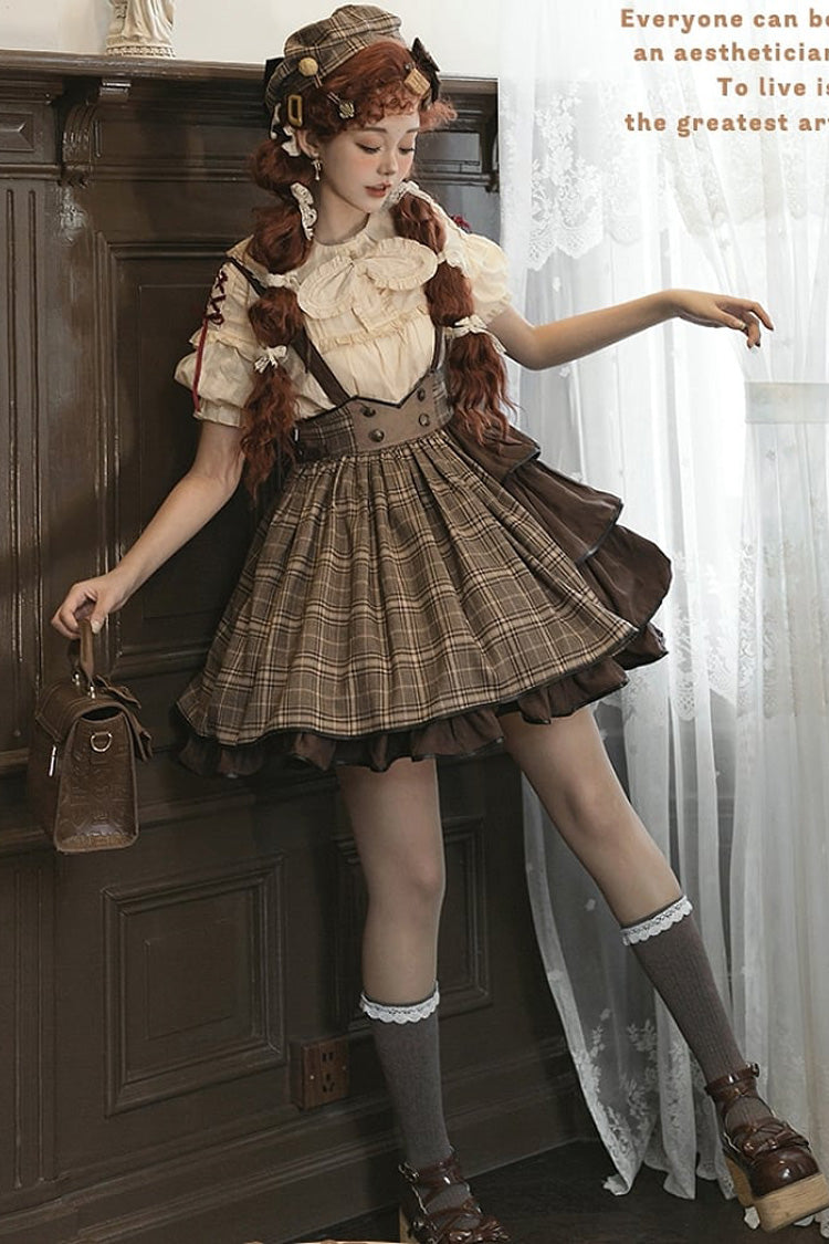 Cocoa Sherlock Detective Ruffle Color-Block Gothic Lolita Skirt