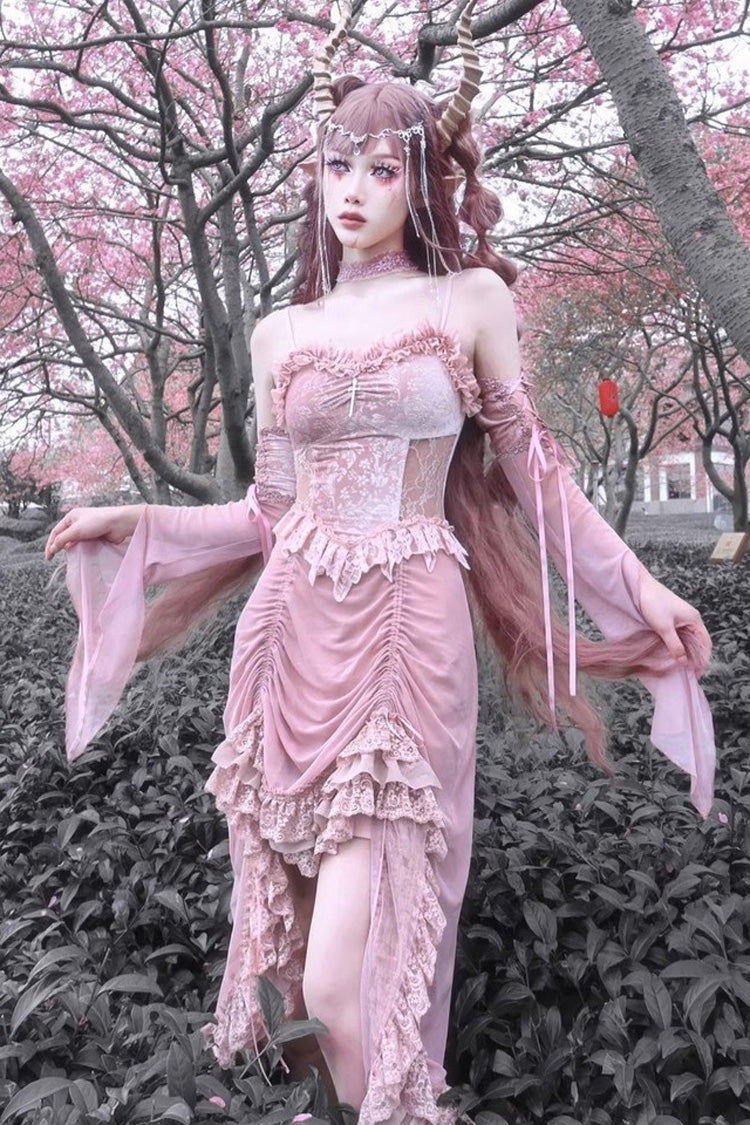 Cherry Gothic V-Neck High-Waist JSK