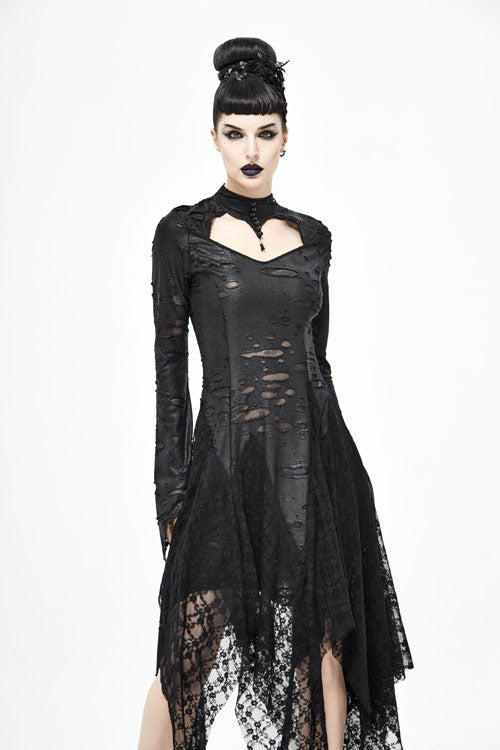 Dragon Spine Hole Decoration Long-Sleeve Gothic Dress
