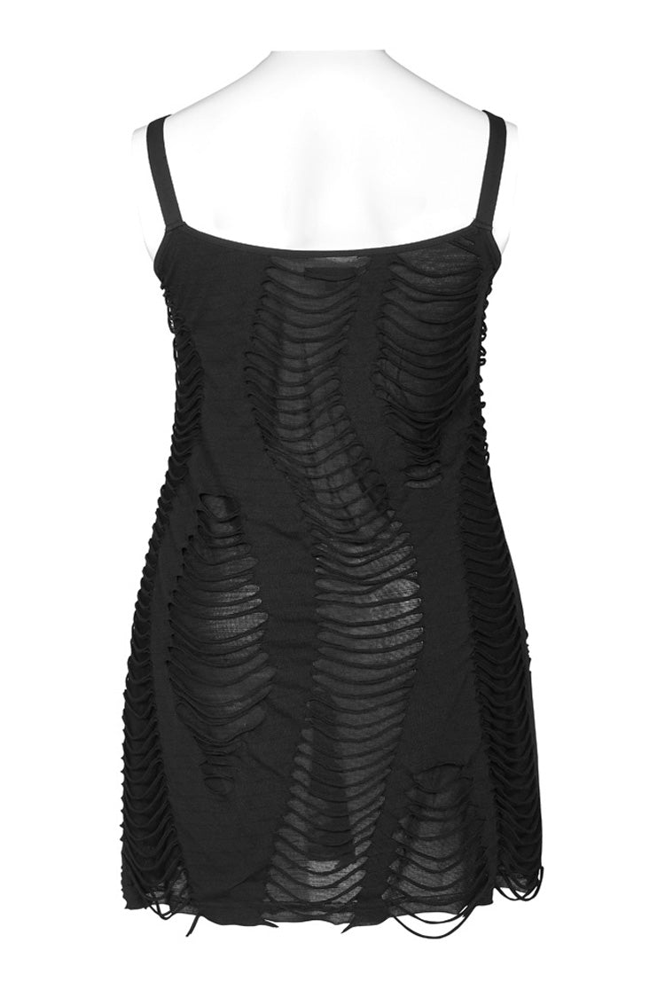 Metal Eyelets Strap Irregular Knit Plus Size Punk Sling Dress