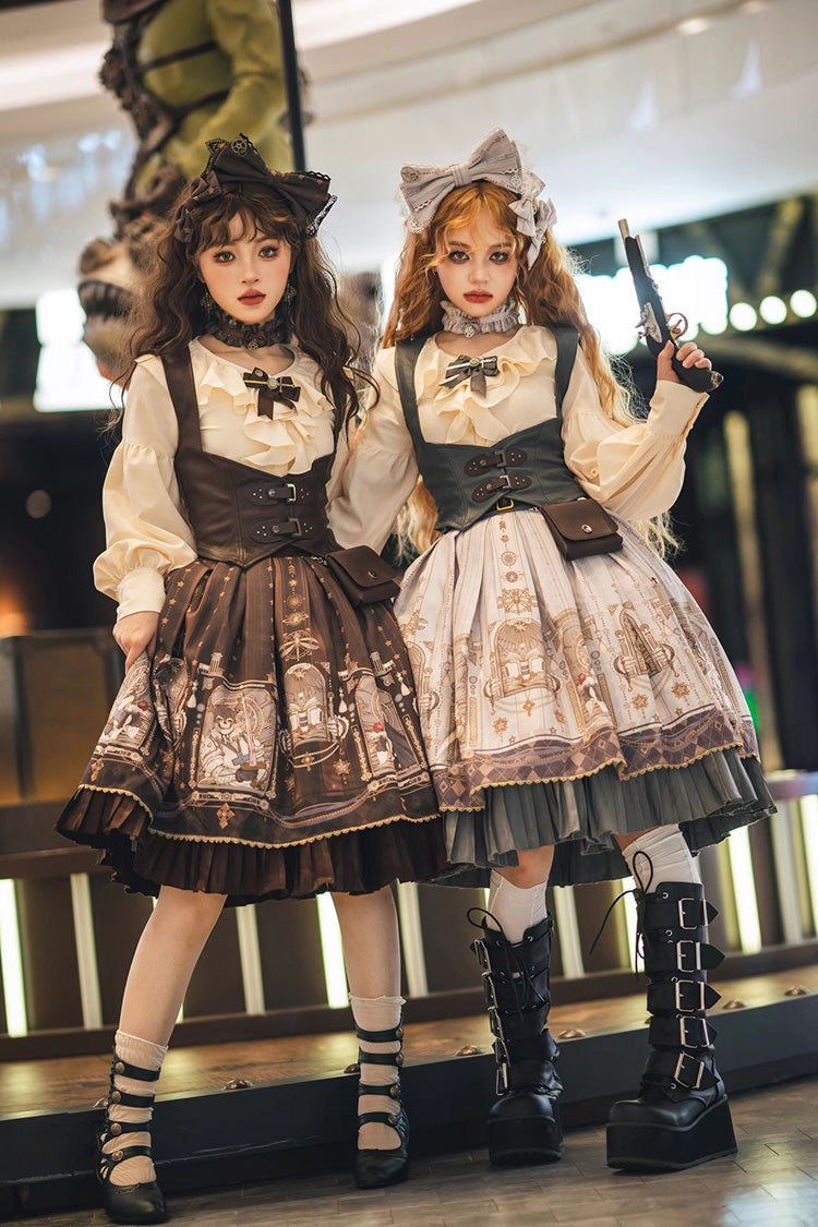 Punk Gothic Lolita Vest with Demon Hunting Print