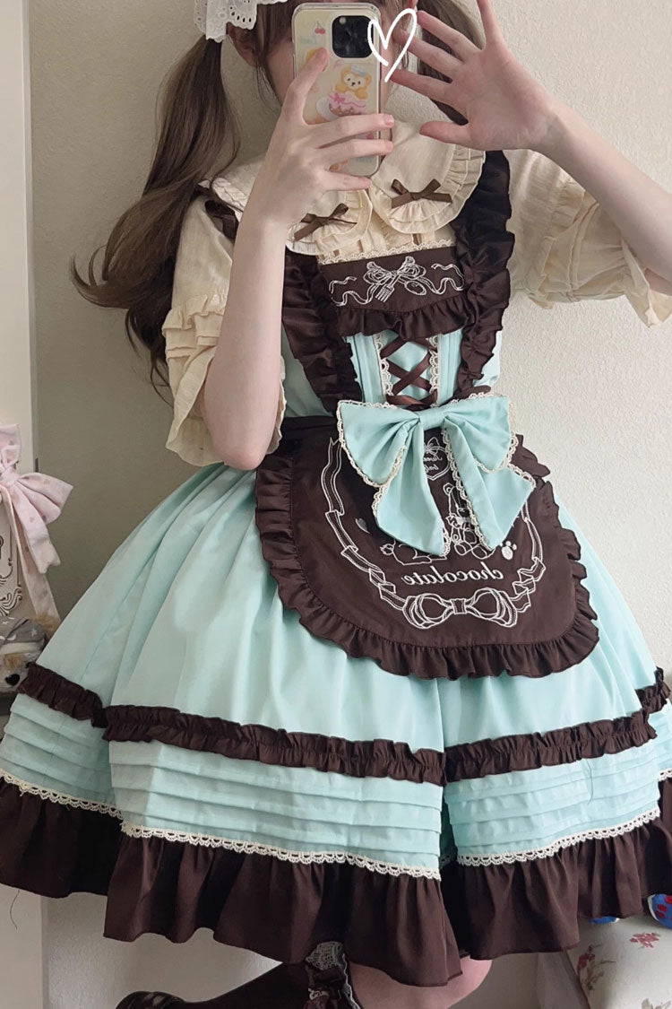 Chocolate Ruffle Bow Mille Crepe Jsk Dress - Sweet Princess Lolita