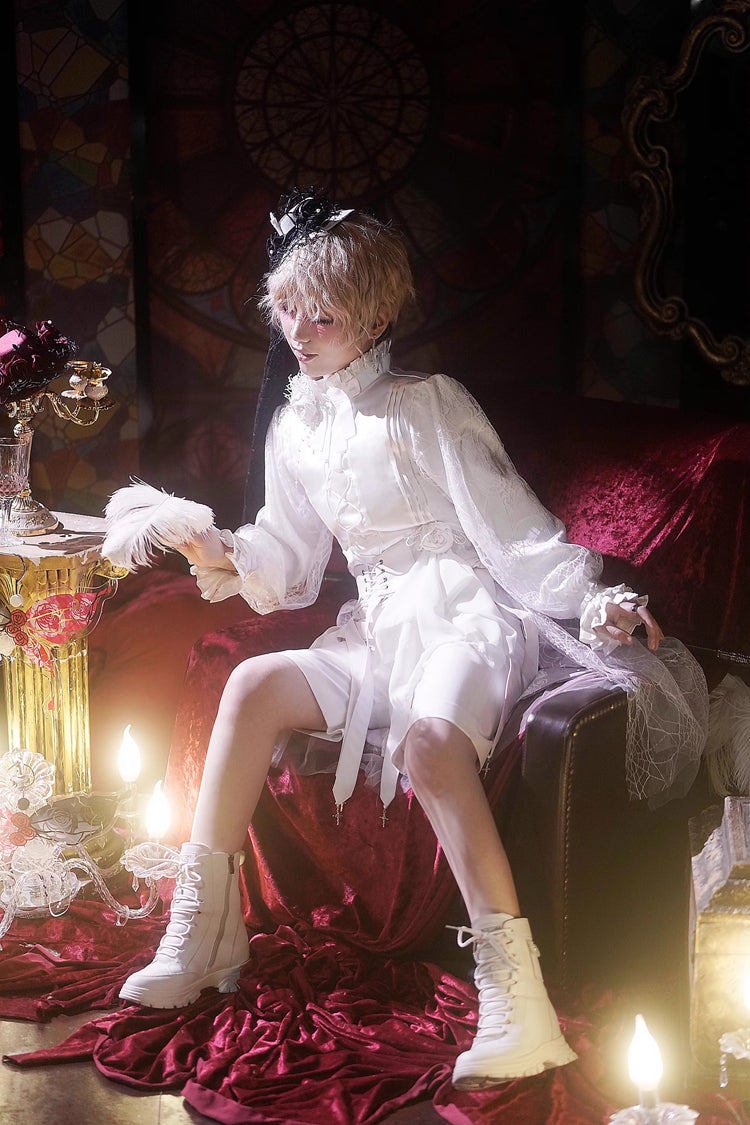 Ouji Lolita Ensemble Featuring Candlestick and Gemini Print in 3 Tones