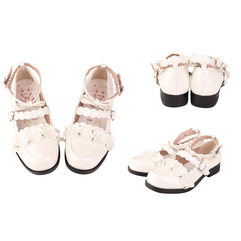 Ruffled Bowknot Mary Janes - Kawaii Lolita Shoes