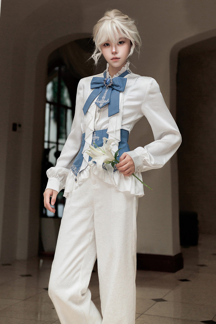 Ivory Moonlit Paladin Prince Ruffle Embroidery Bow Classic Ouji Set