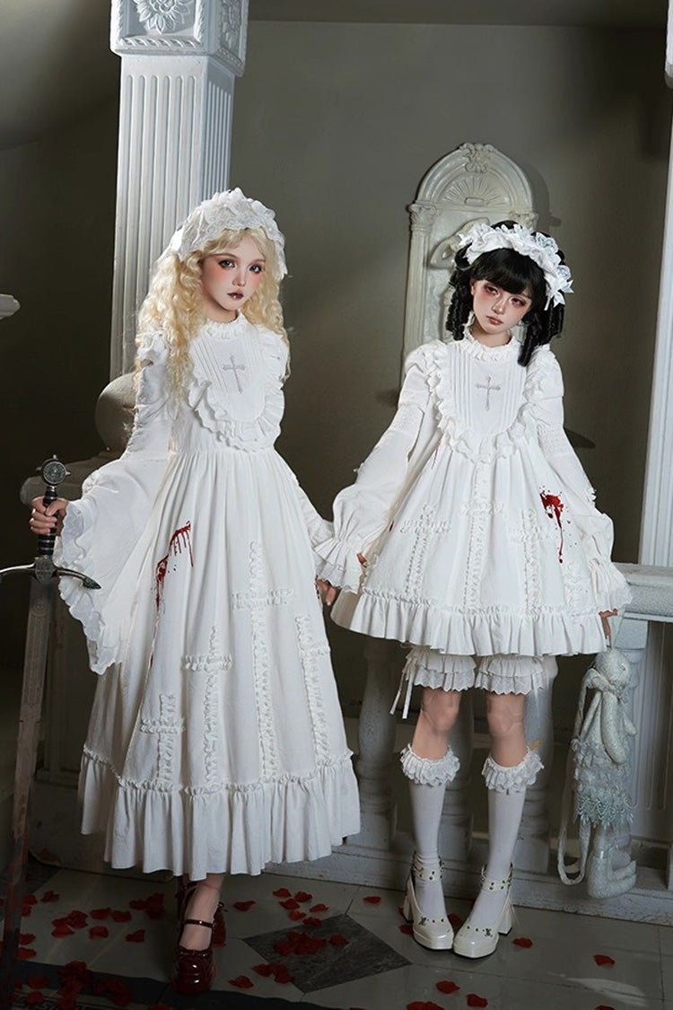 Ivory Gothic Dress Set with Hime Sleeves and Lace - Cross Doll