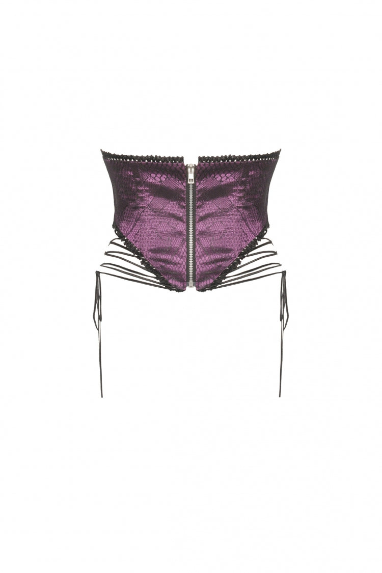 Mauve Butterfly Embroidered Lace Luxurious Royal Underbust Corset