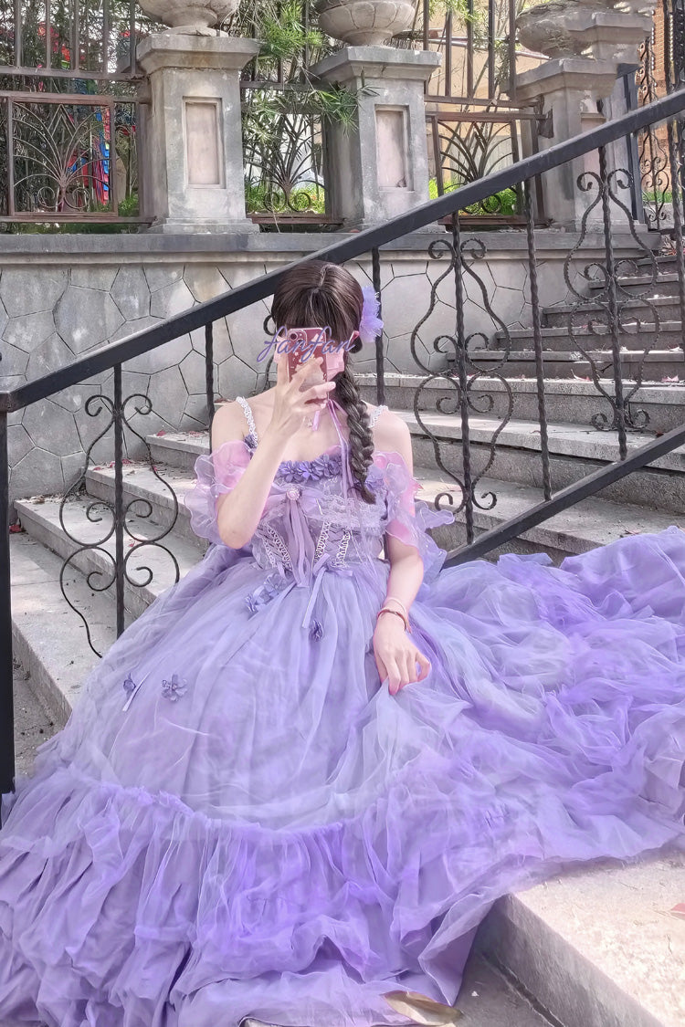 Wisteria Sleeveless Multi-Layered Ruffled Hanayome Sweet Plus Size Dress