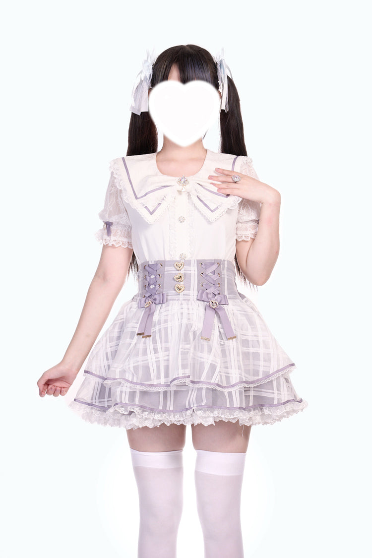 Love Hanabi Triple-Bow Organza Skirt - Three Color Options