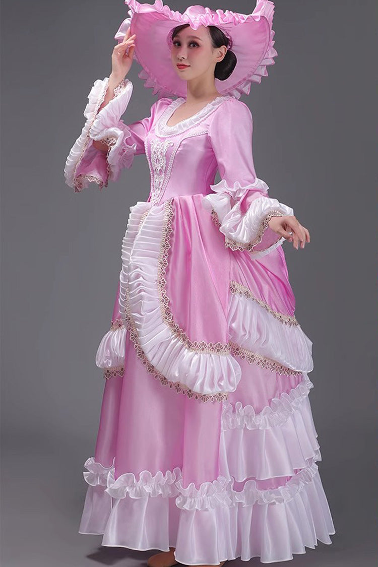 European Princess Dress with Multi-Layer Ruffles, Long Sleeves