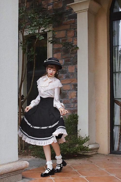 Baroque Manor Bowknot High-Waisted Ruffled Sweet Lolita Skirt, Three Colors