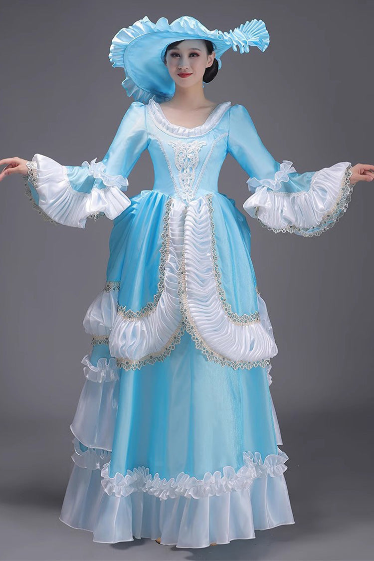 European Princess Dress with Multi-Layer Ruffles, Long Sleeves