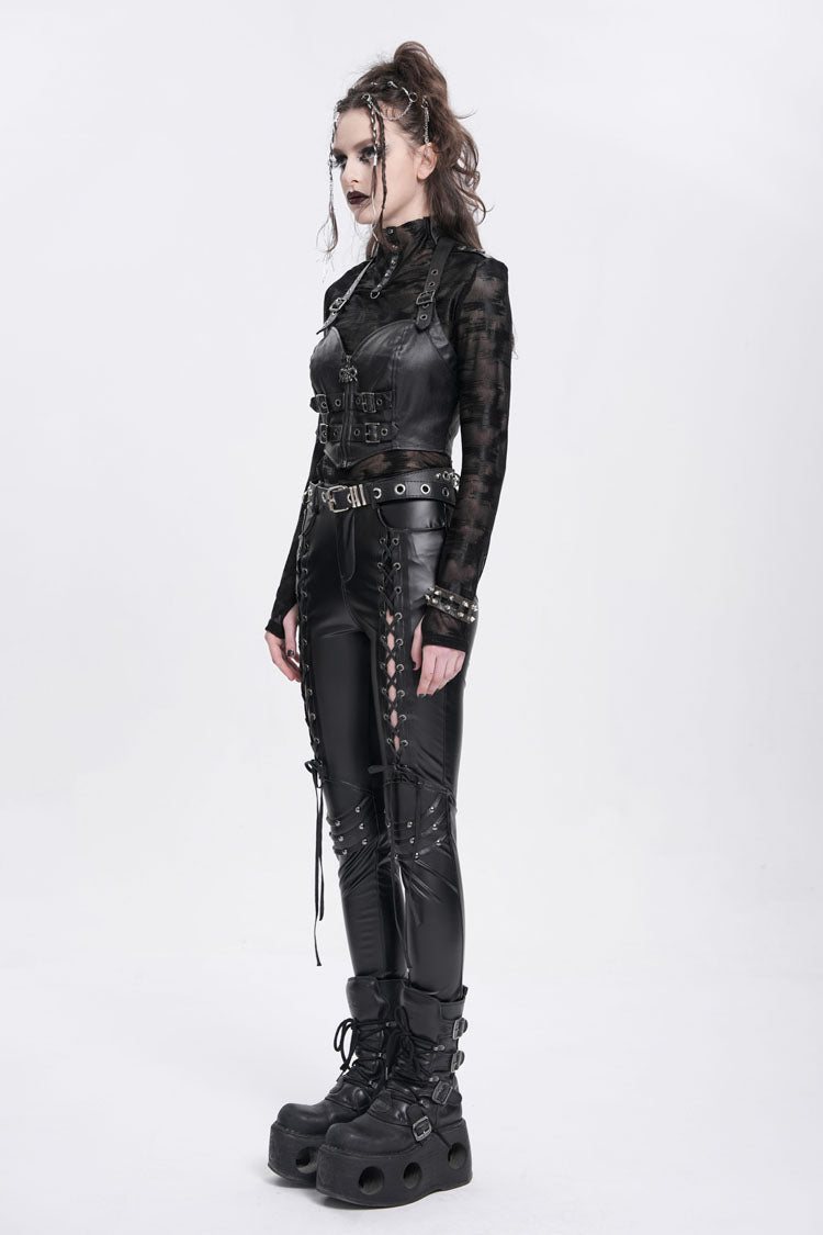 Punk Overbust Corset with Halterneck Buckle Design
