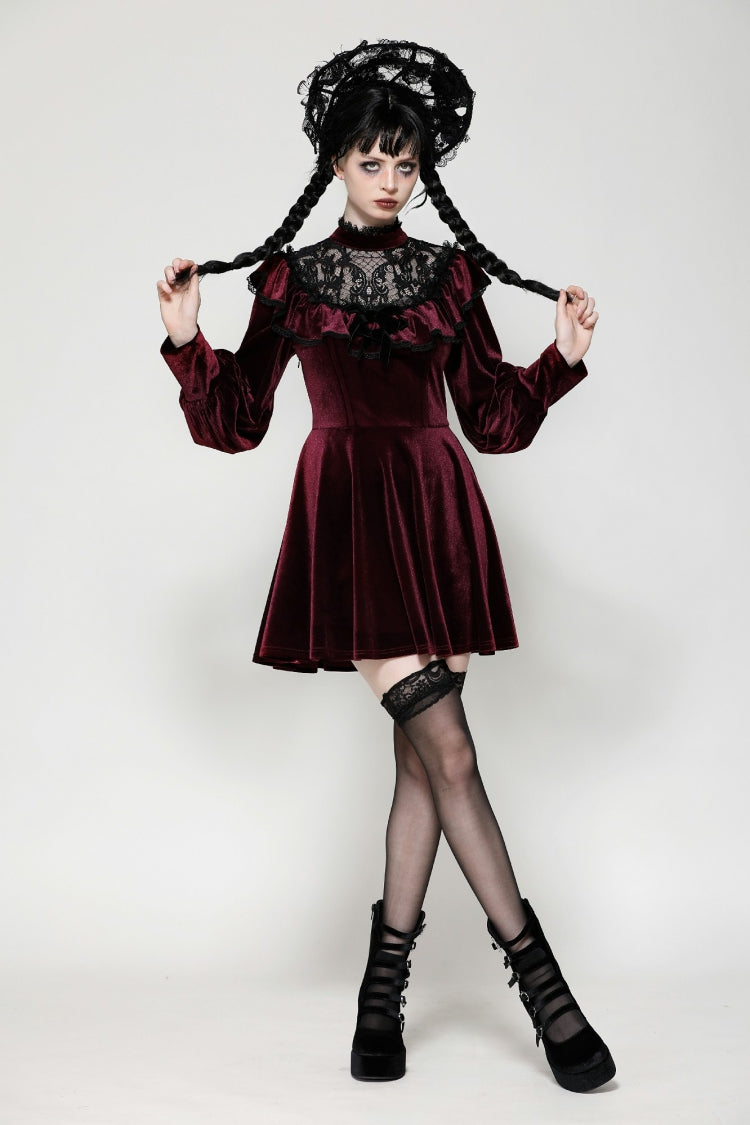 Scarlet Crochet Velvet Gothic Graduation Gown