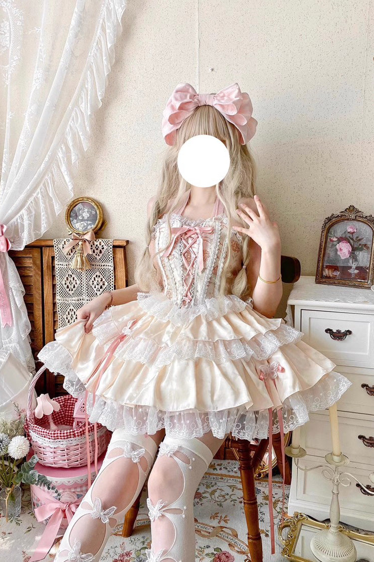 Ballet Lace Bowknot Sweet Lolita JSK Set - Multi-Layer Ruffled