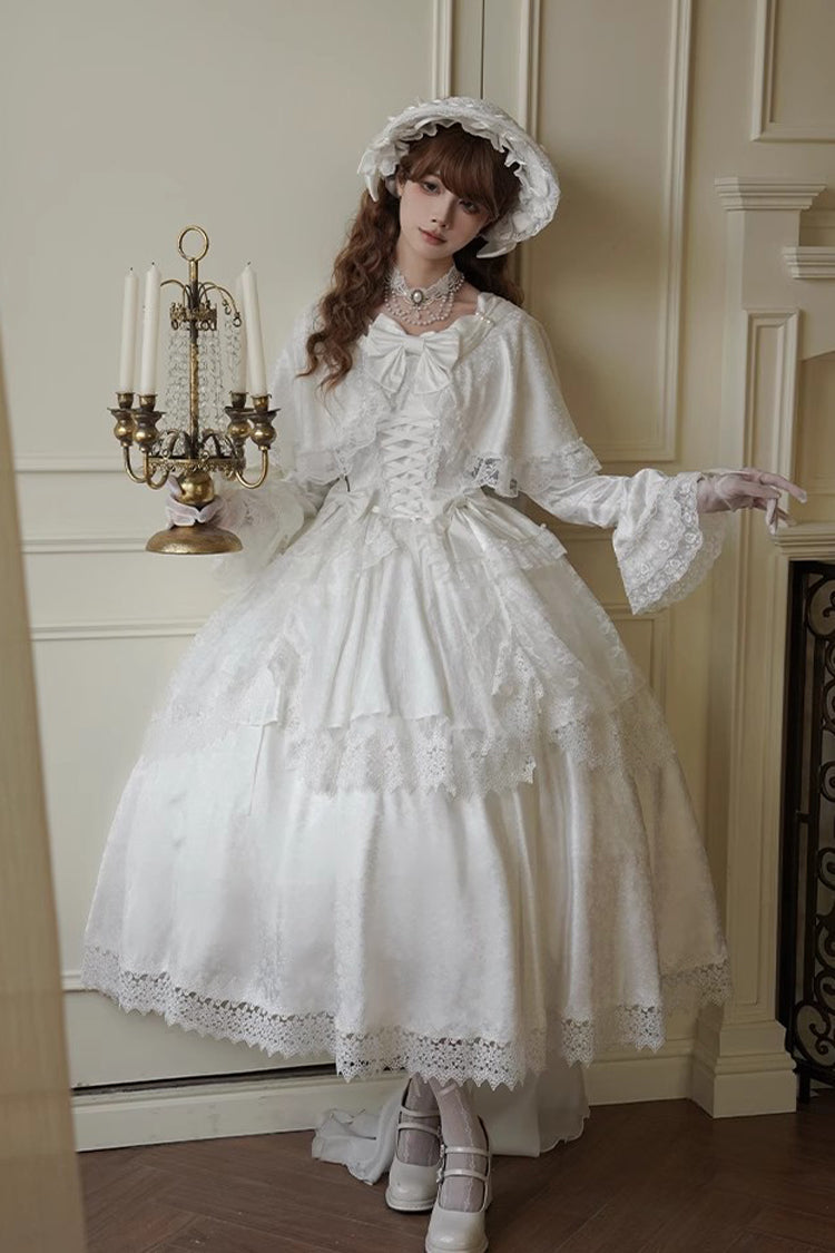 Ivory Sweet Dress with Trumpet Sleeves and Lace-Up Front - Cherish