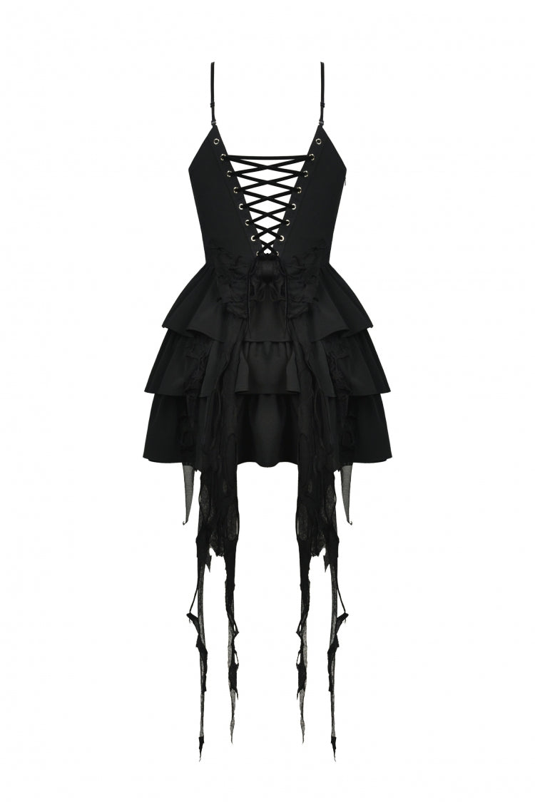 Umbra Punk Slip Dress with Layered Lace-Up and Strapless Cut