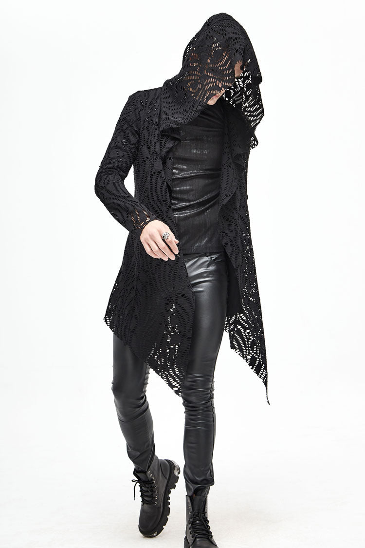 Sharp Hem Punk Coat with Broken Holes
