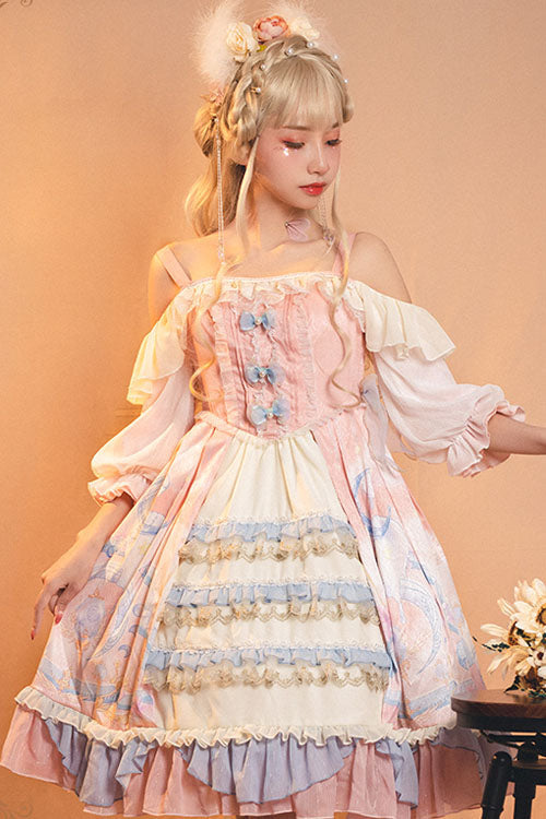 Cloud Bowknot Strapless Ruffled OP Gown
