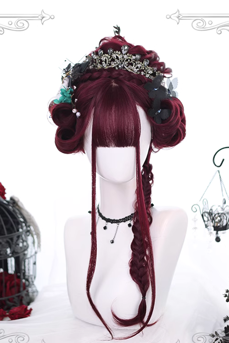 Layered Curly Tail Dark Red Lolita Wig