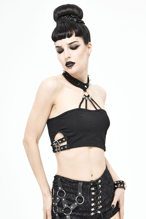 Cotton Mini Tee with Choker and Strapless Design