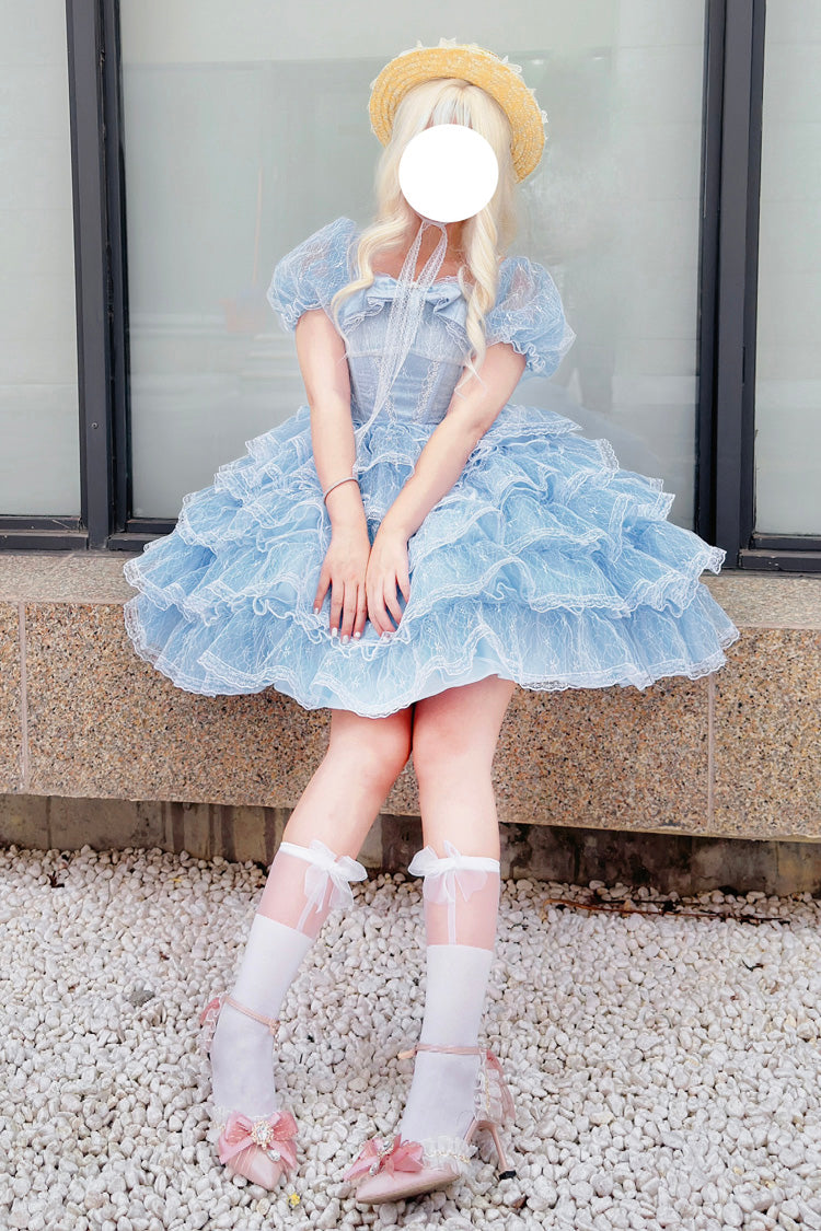Azure Plus-Size Sweet Hanayome Dress with Layered Ruffles