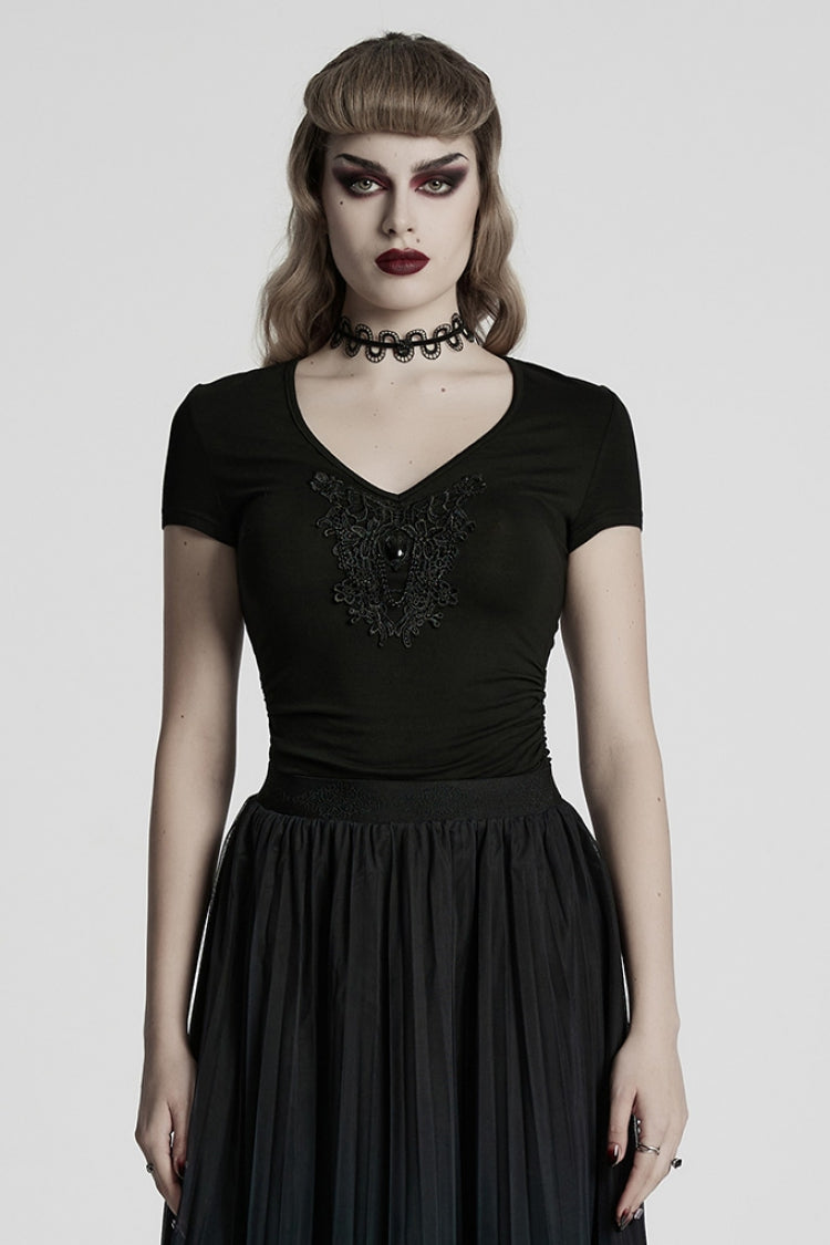 Nocturnal Embroidered Floral Jacquard Top for Women