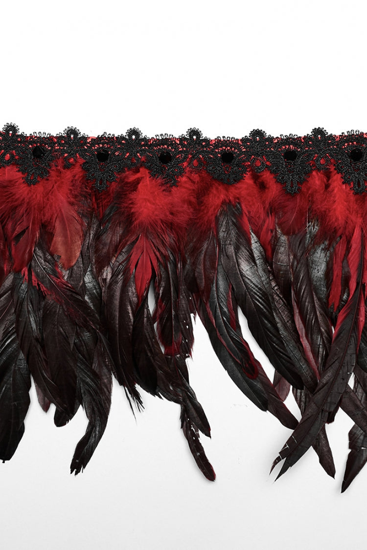 Crimson & Noir Faux Feather Gothic Shoulder Harness for Women