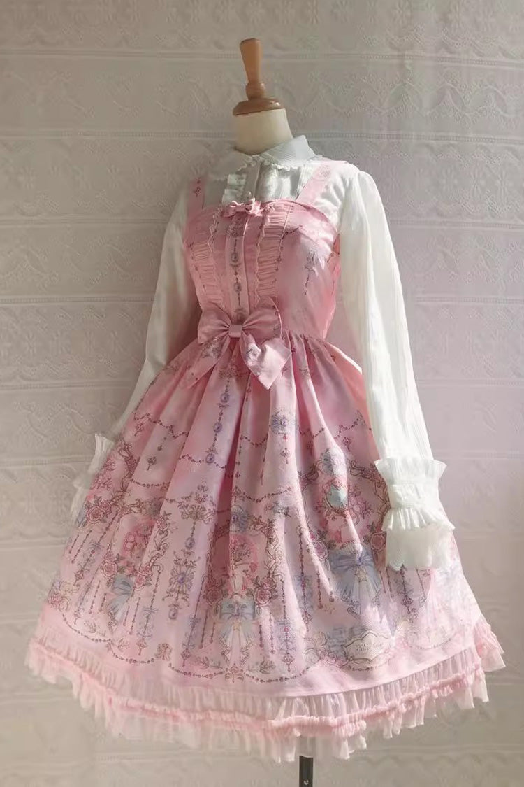 Delicate Print Ruffle Bowknot Sweet Lolita JSK Dress, Four Colors