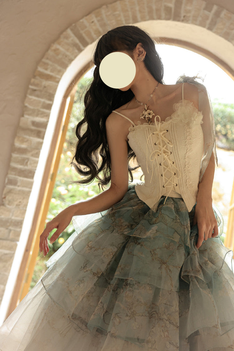 Emerald Gradient Multi-Layer Print Sweet Skirt
