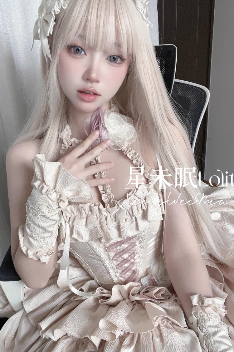 Halterneck Sleeveless Ruffled Bow Corset Sweet Lolita Dress