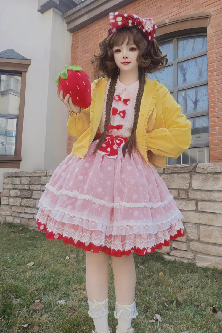 Printed Ruffled Bow Sweet Lolita Skirt