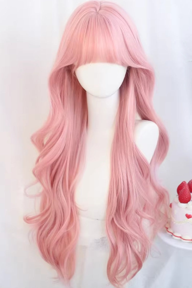 Pink Lolita Wig with Long Straight Hair and Light Bangs