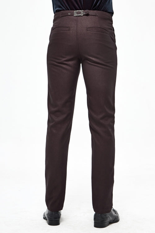 Twill Suit Material Side Pocket Floral Webbing Gothic Men's Pants
