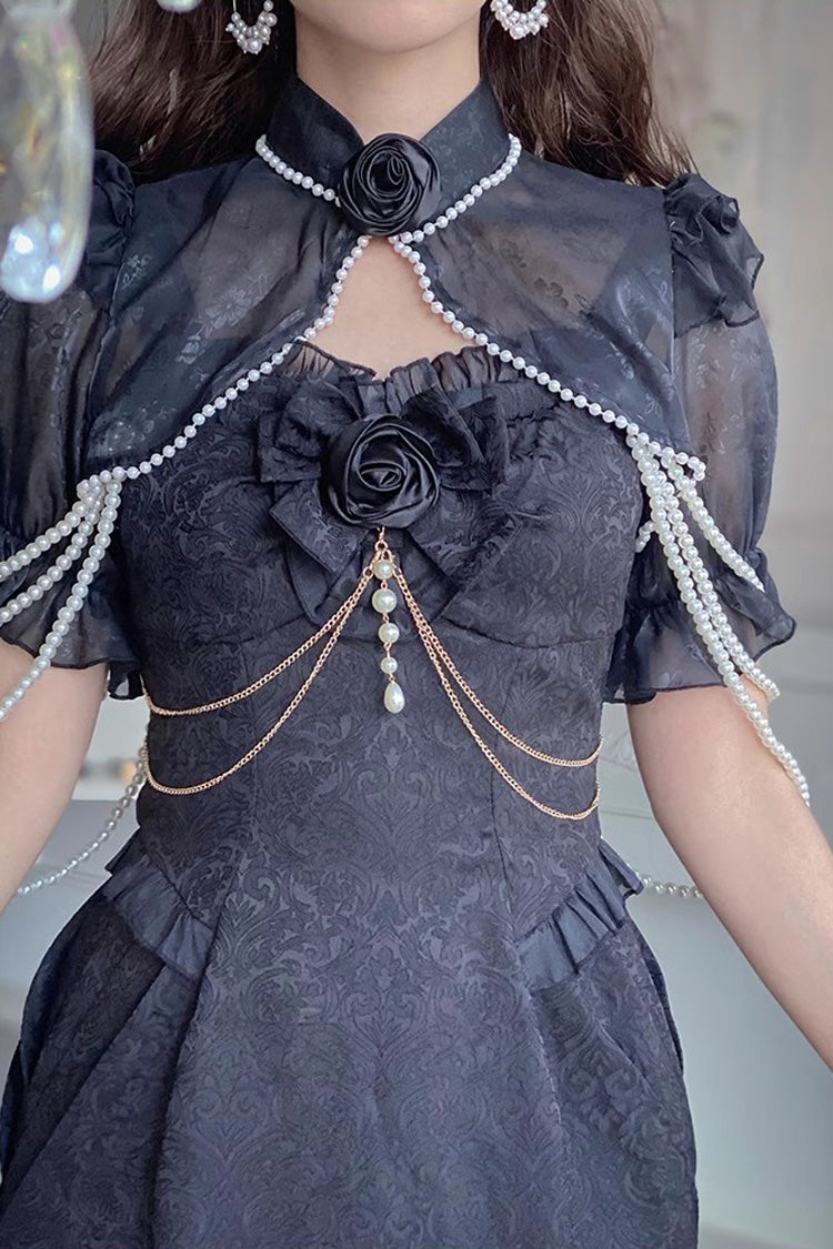 Sleeveless Jacquard Lace Fishtail JSK in Black