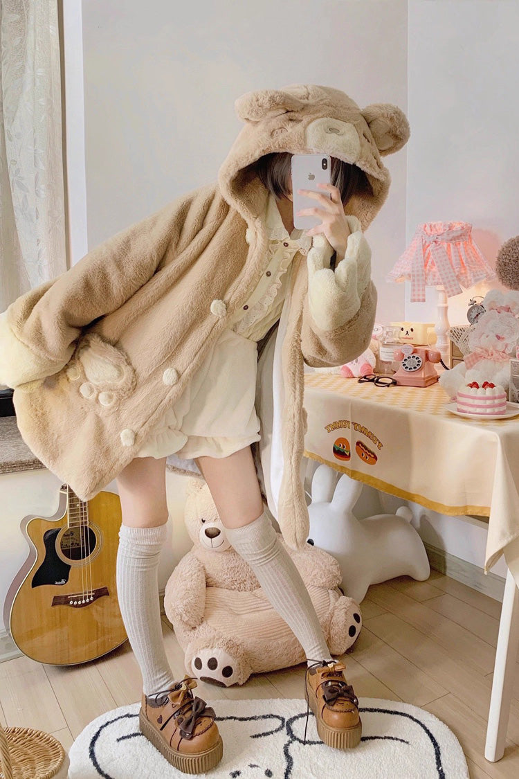 Cozy Hooded Sleepy Bear Cat Sweet Lolita Winter Coat