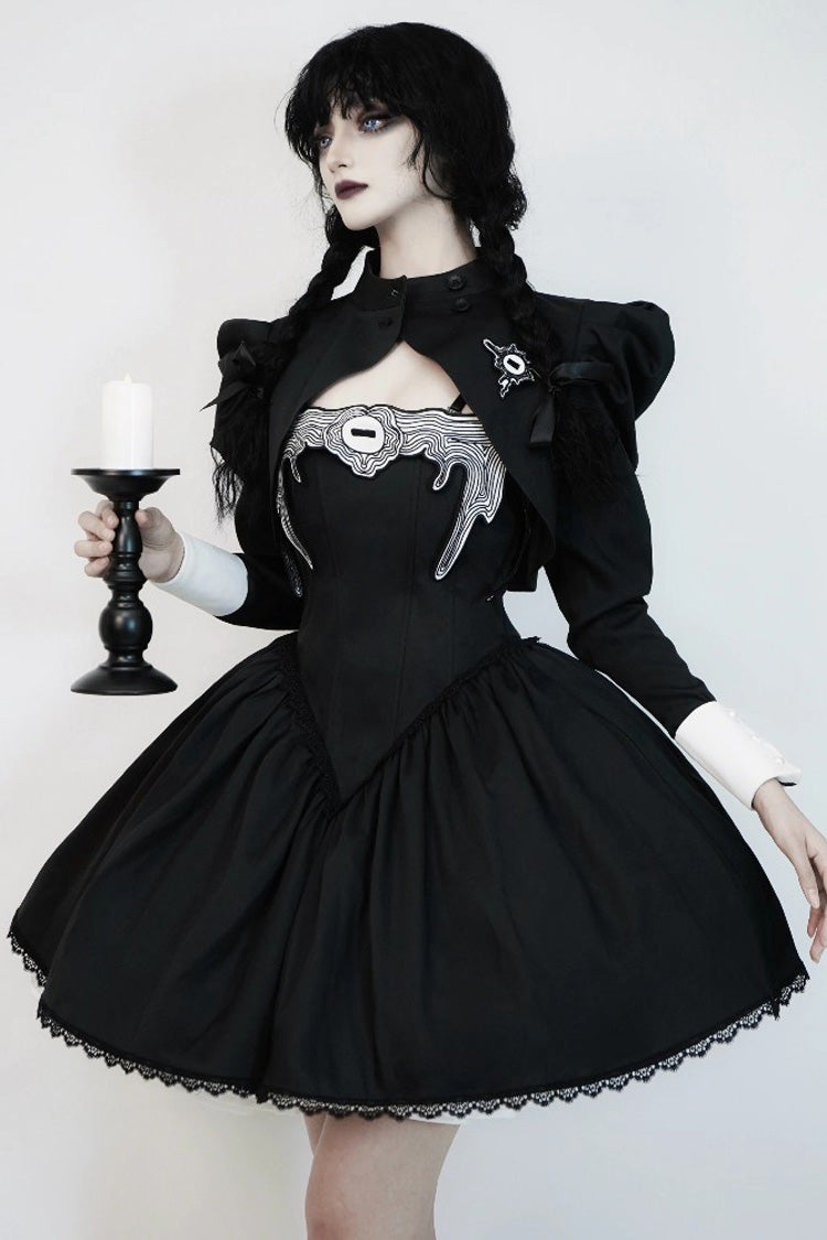 Onyx Ruffled Sleeveless Bow Dress Short - Demon’s Eye