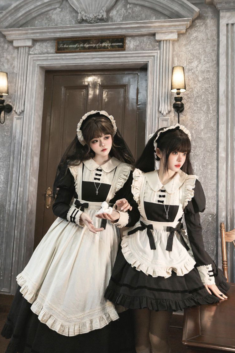 Black Maid Collar Ruffled Short Sleeve Classic Lolita Dress