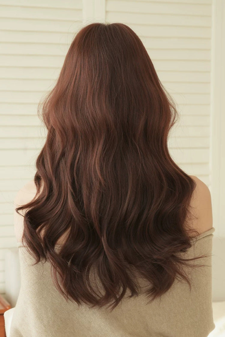 Natural Wavy Curls Dark Red Daily Lolita Long Wig
