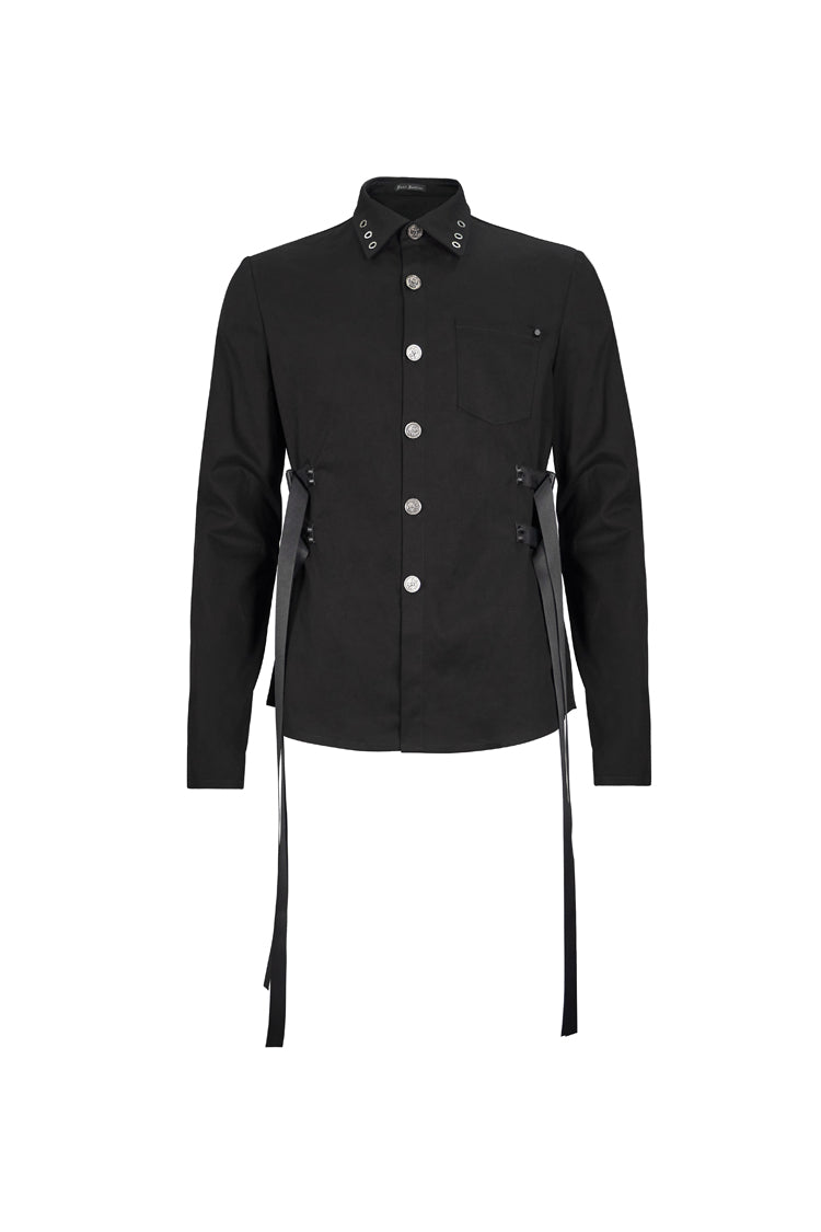 Punk Shirt with Metal Buckles and Nylon Straps for Men