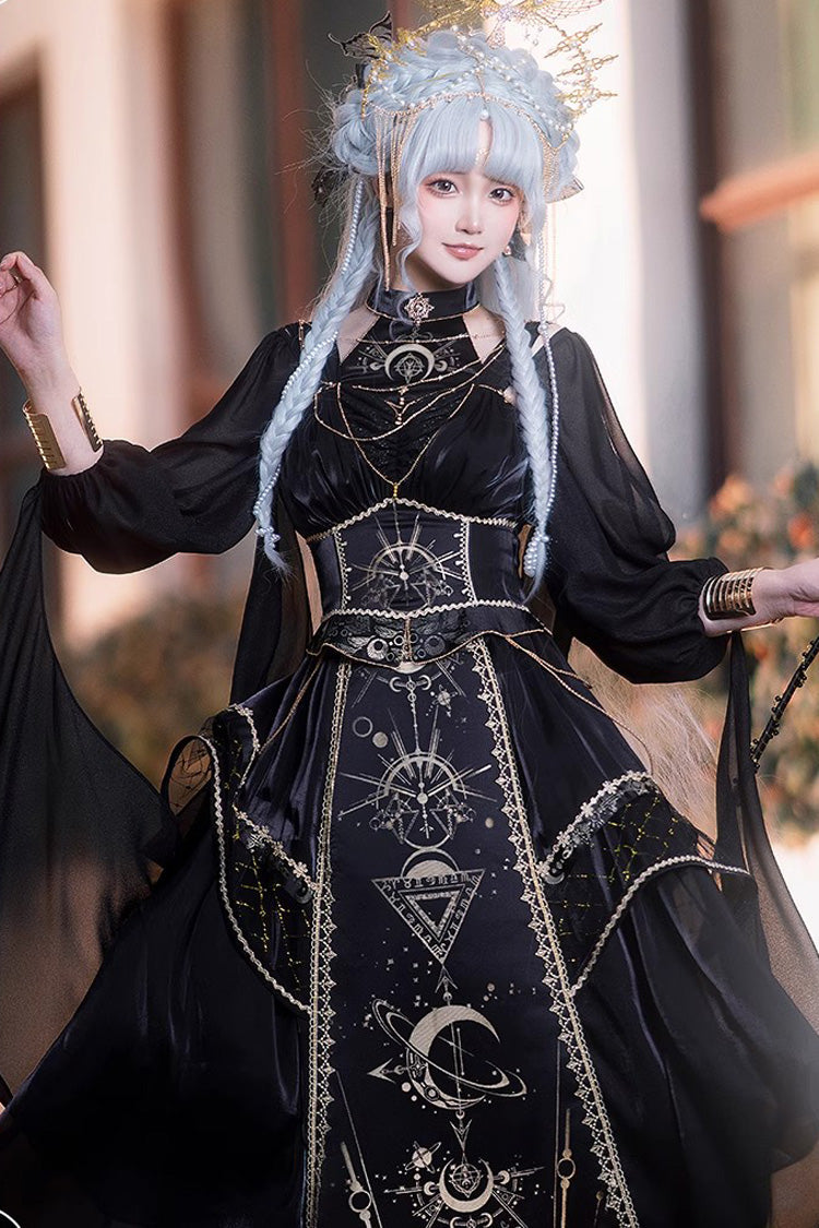 Gorgeous JSK Lolita Dress with Horus Print and Ruffled Details