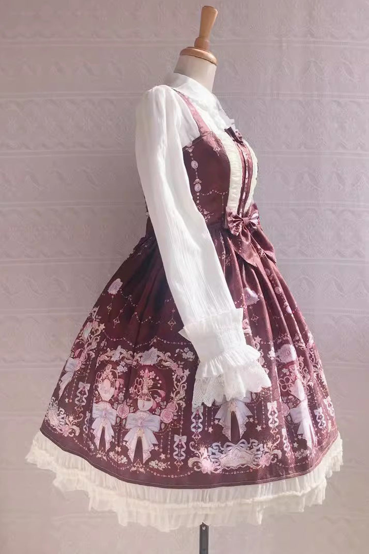 Delicate Print Ruffle Bowknot Sweet Lolita JSK Dress, Four Colors