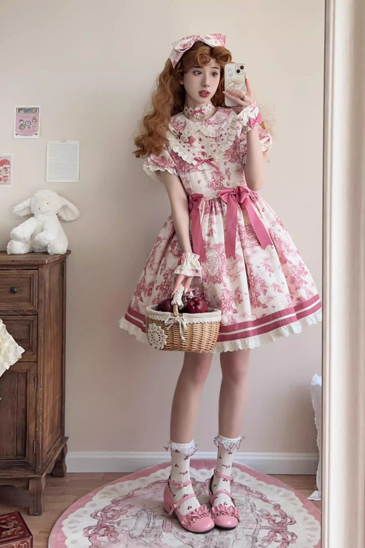 Grape Moon Lolita Dress - Short Sleeve, Multi-Layer Ruffle