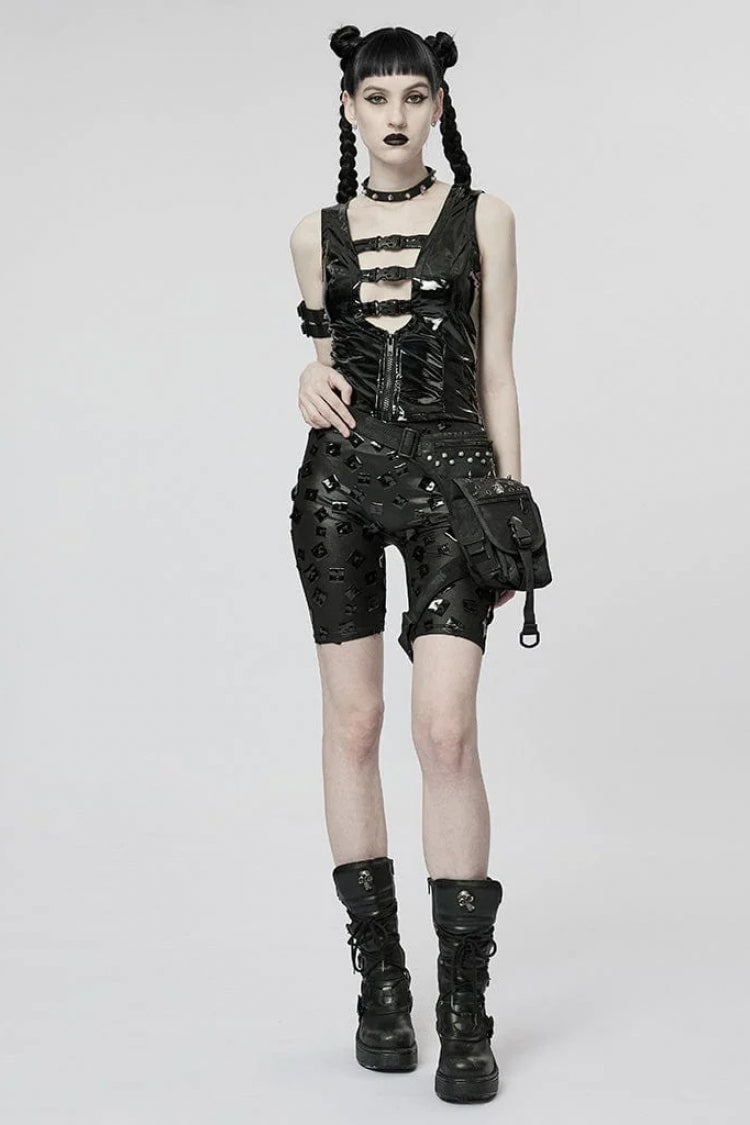 Glossy Hollow Slim Steampunk Vest for Women