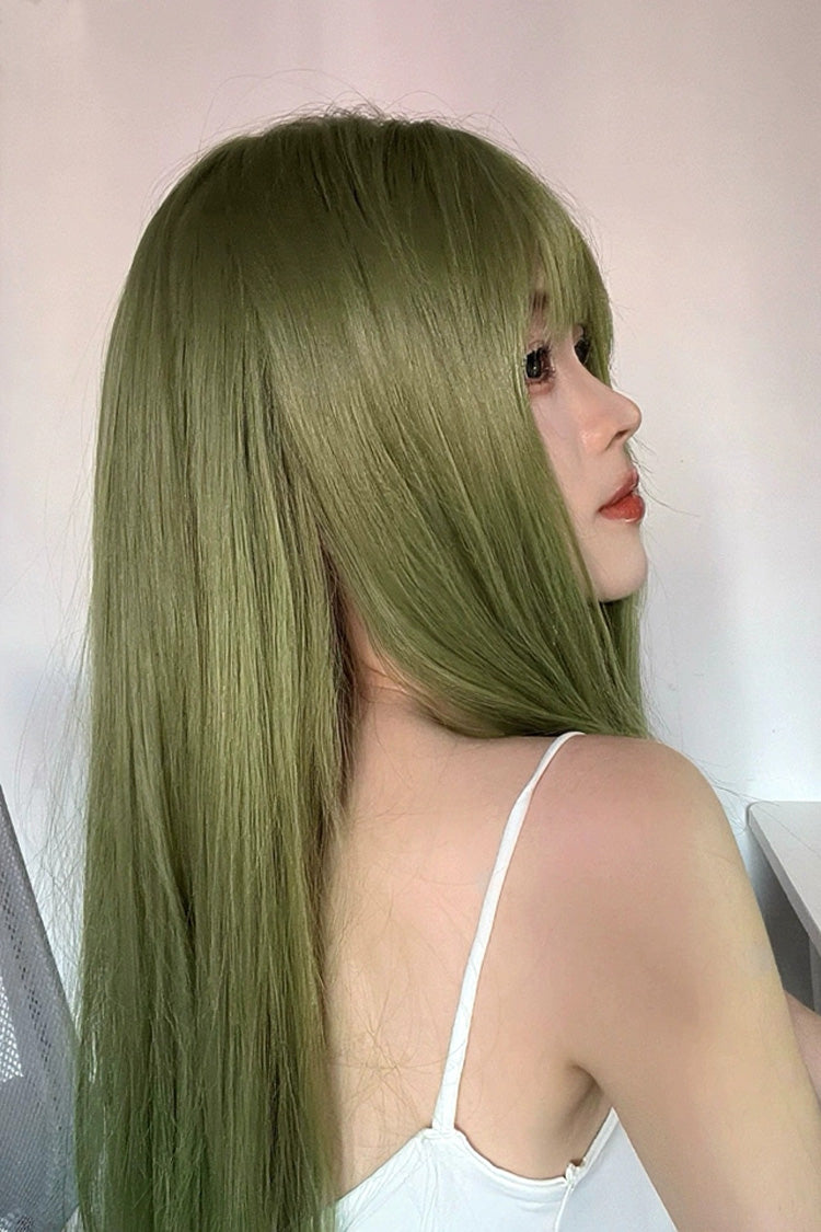 Emerald Green Straight Lolita Wig with Airy Bangs
