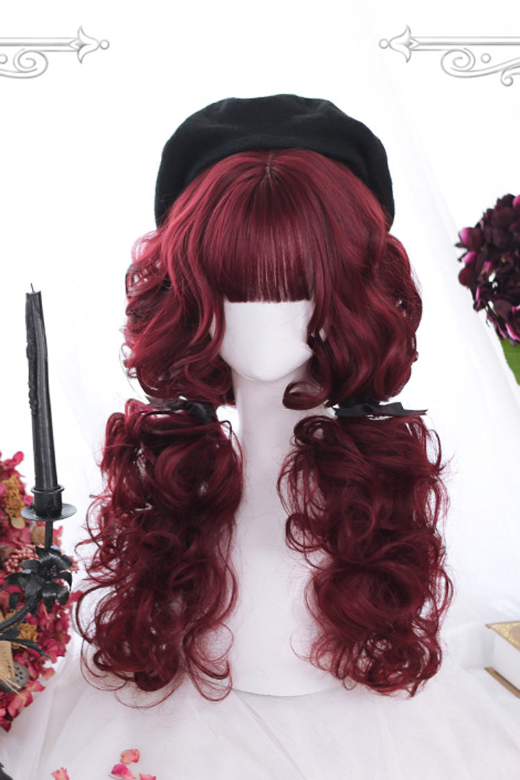 Classic Dark Red Long Wool Curly Lolita Wig