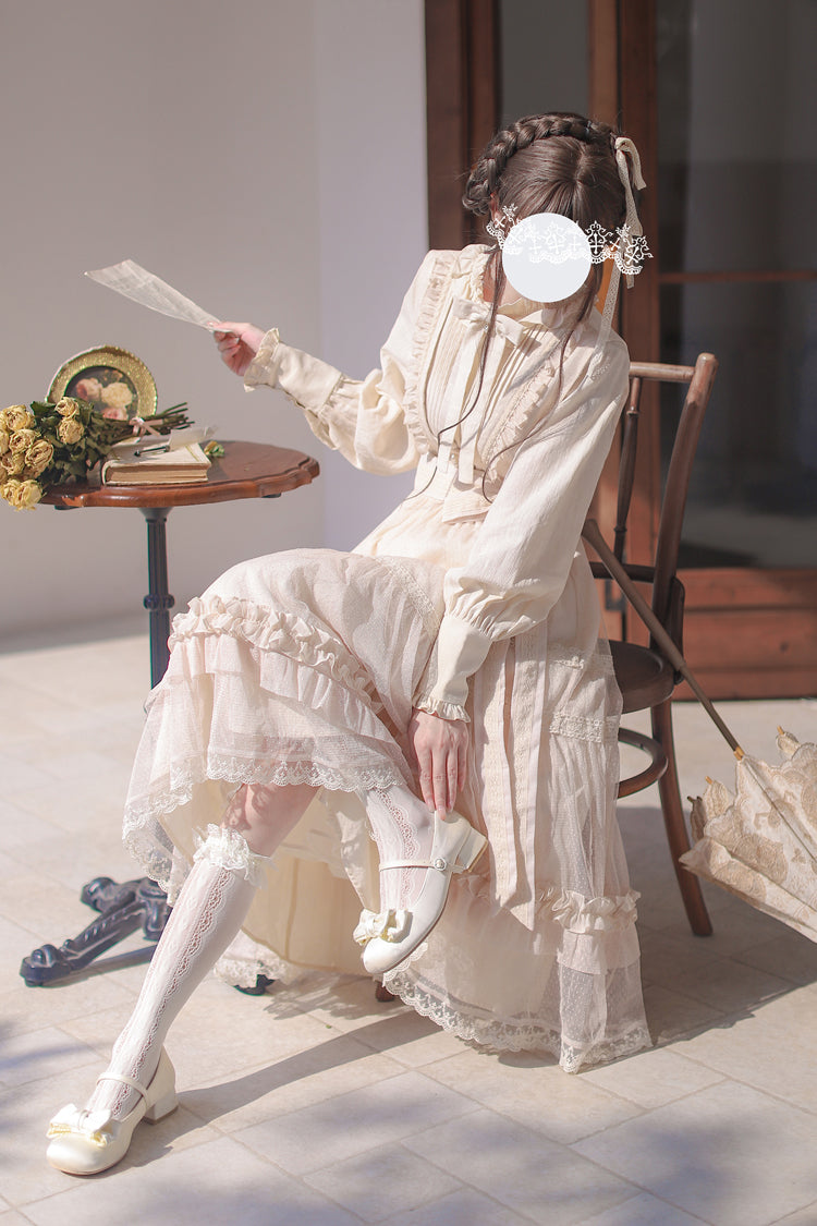 Ivory Sleeveless Ruffled Lace Japanese Elegant Lolita Jumper